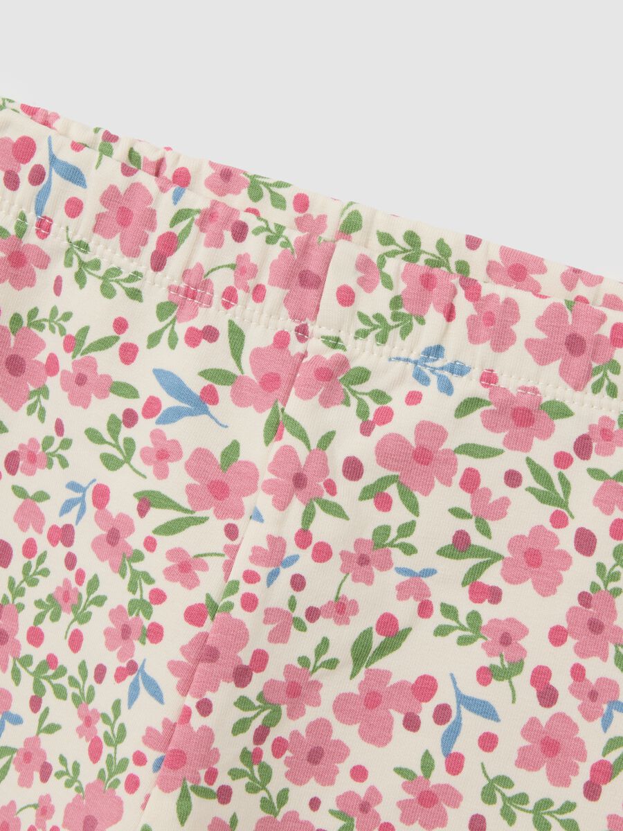 Completo da bambina in misto cotone beige con stampa_1