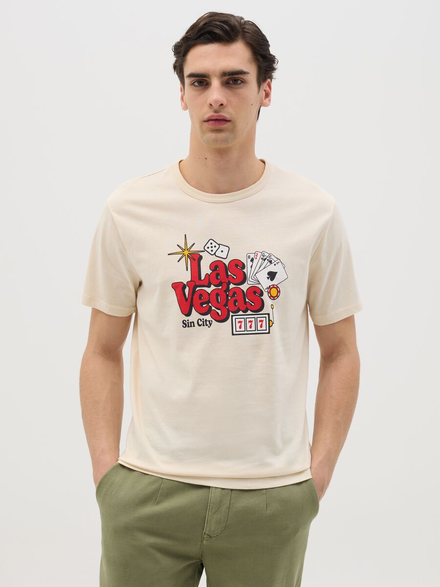 Cotton T-shirt with "Las Vegas Sin City" print_0