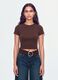 Brown polka-dot cropped pure cotton T-shirt, regular fit_1