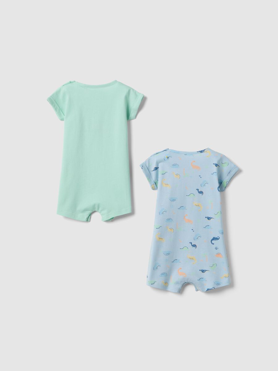 Newborn multicolour cotton romper twin pack with dinosaurs_1