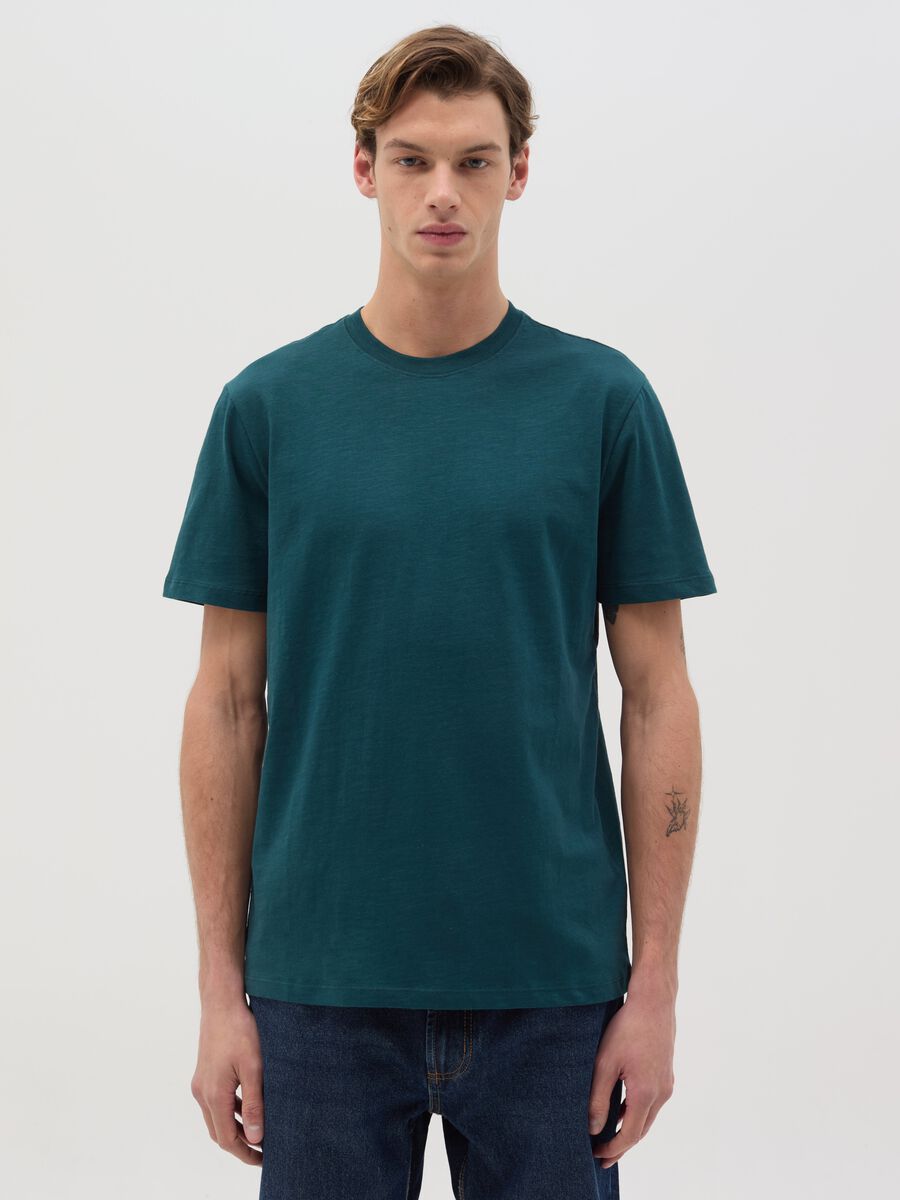 T-shirt in slub cotton with round neck_0