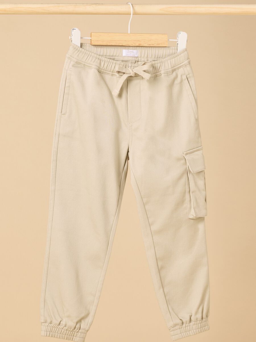 Stretch cotton blend cargo trousers_0