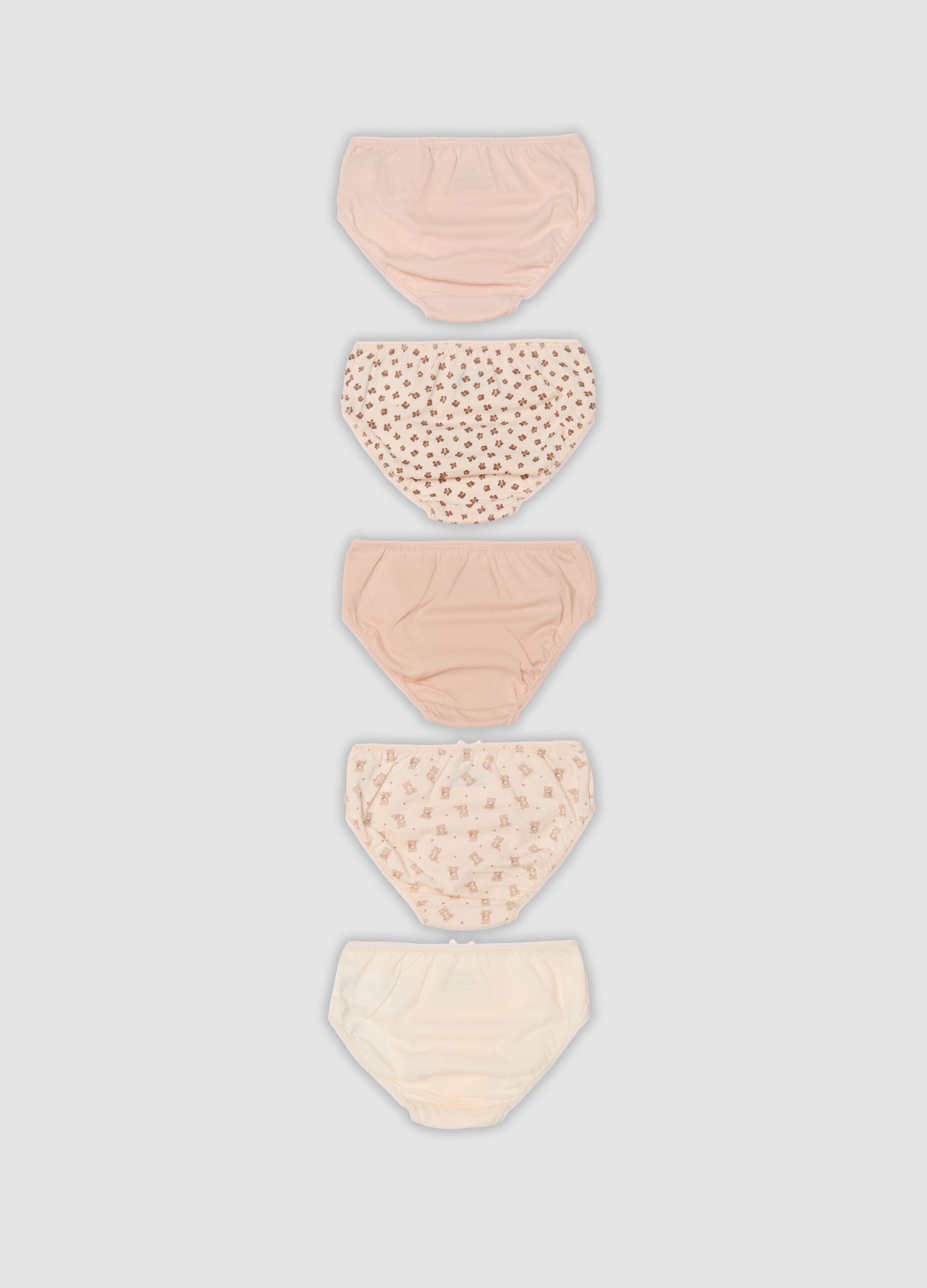 Pack of five multicolour baby girl briefs in pure organic cotton