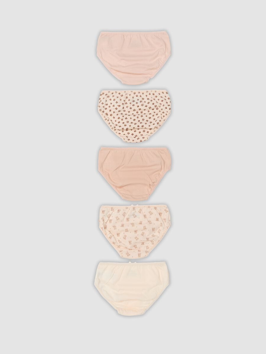 Multipack di cinque slip multicolor in puro cotone organico per neonata_1