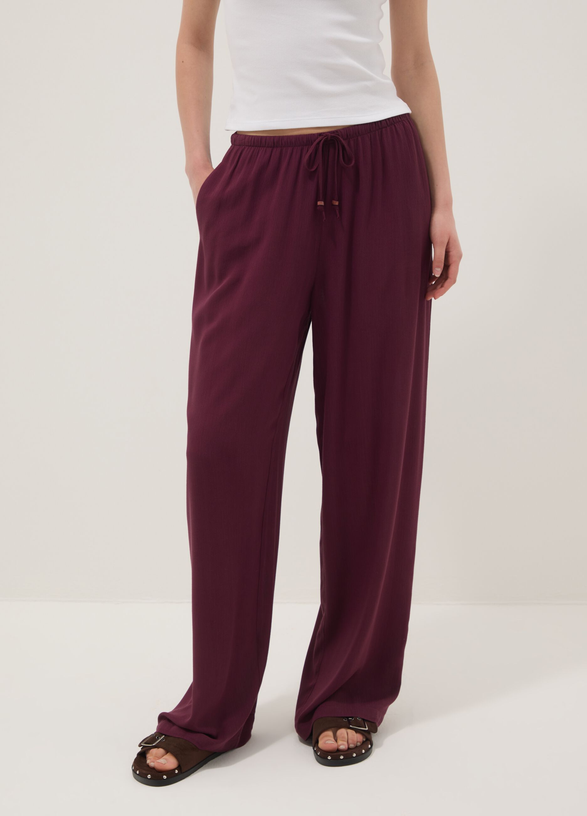 Purple palazzo trousers in pure viscose