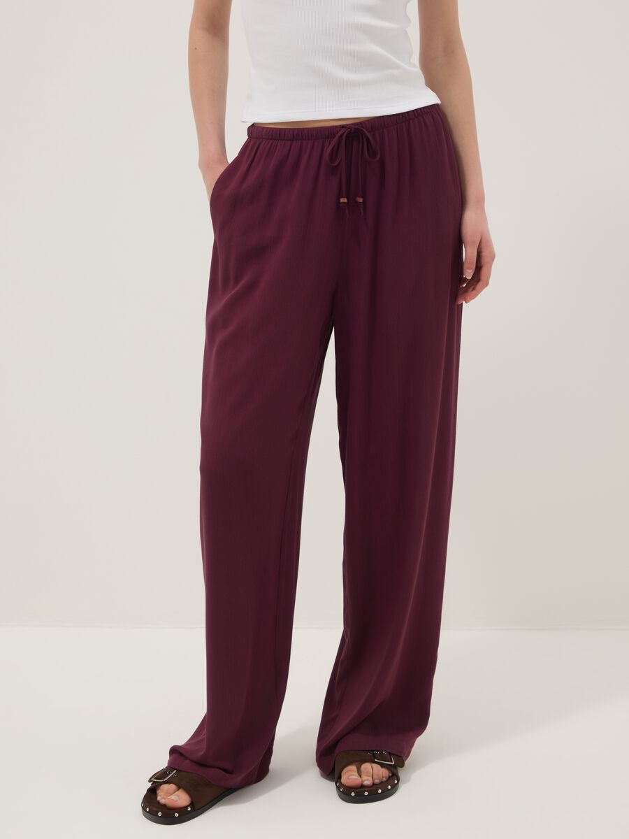 Purple palazzo trousers in pure viscose_1