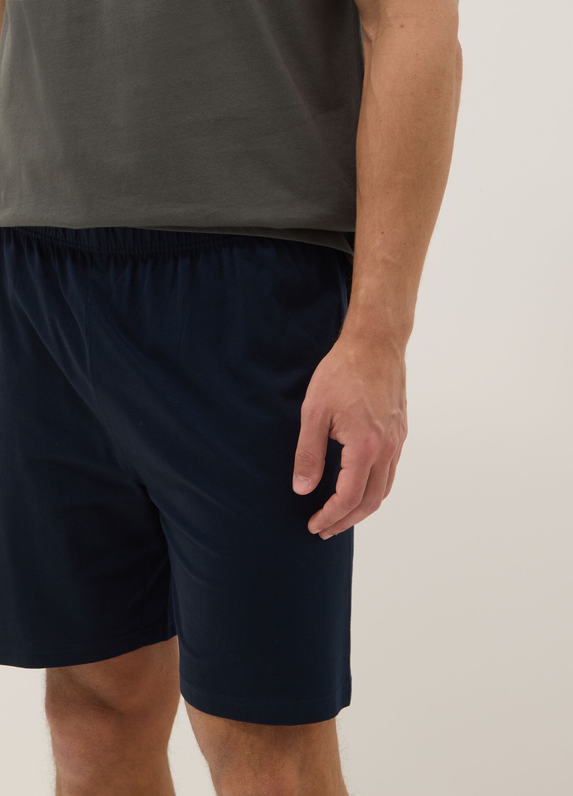 Multicoloured pure cotton short pyjamas with regular fit and V-neck