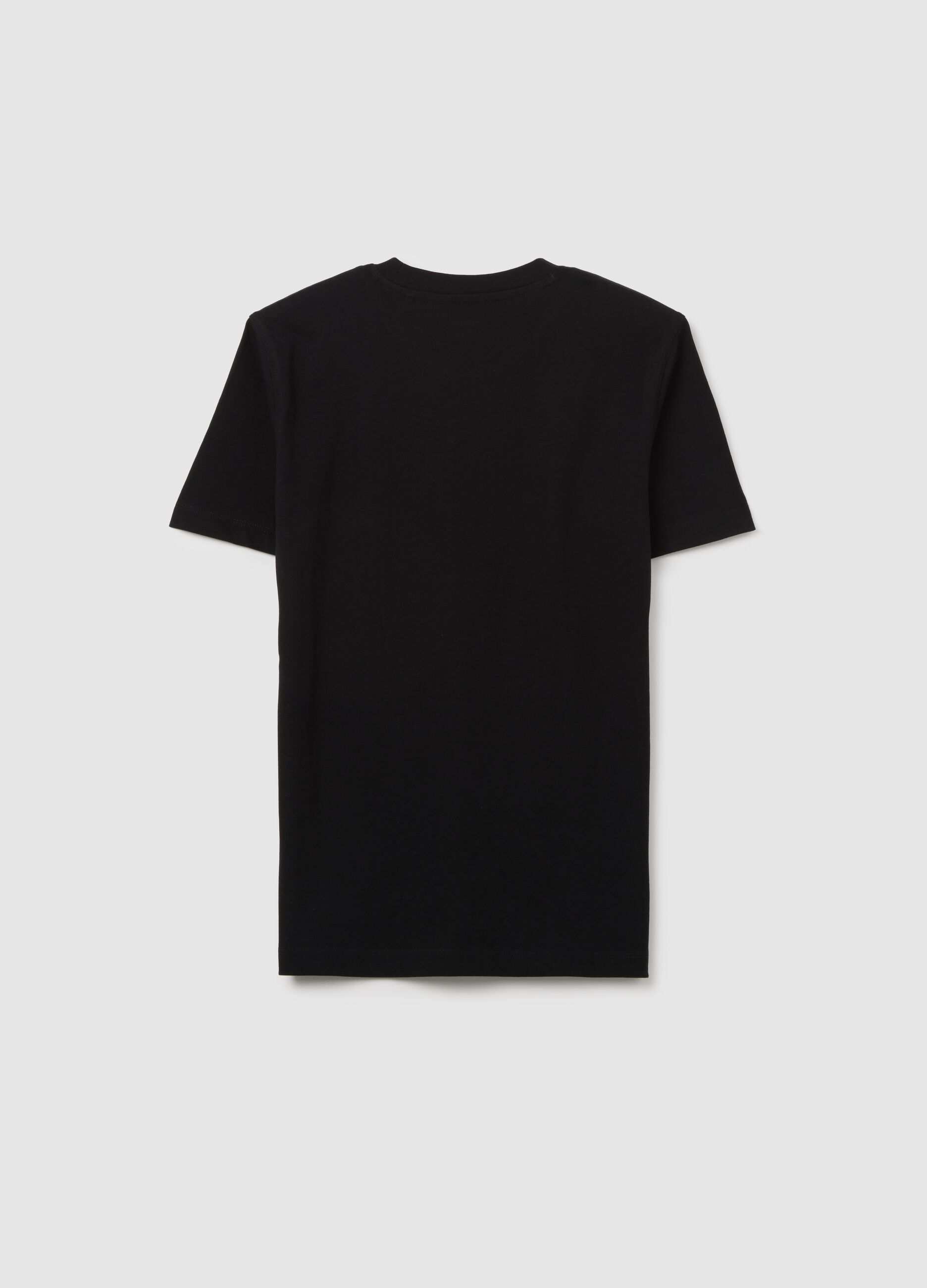 Boys' black pure cotton regular fit t-shirt with print