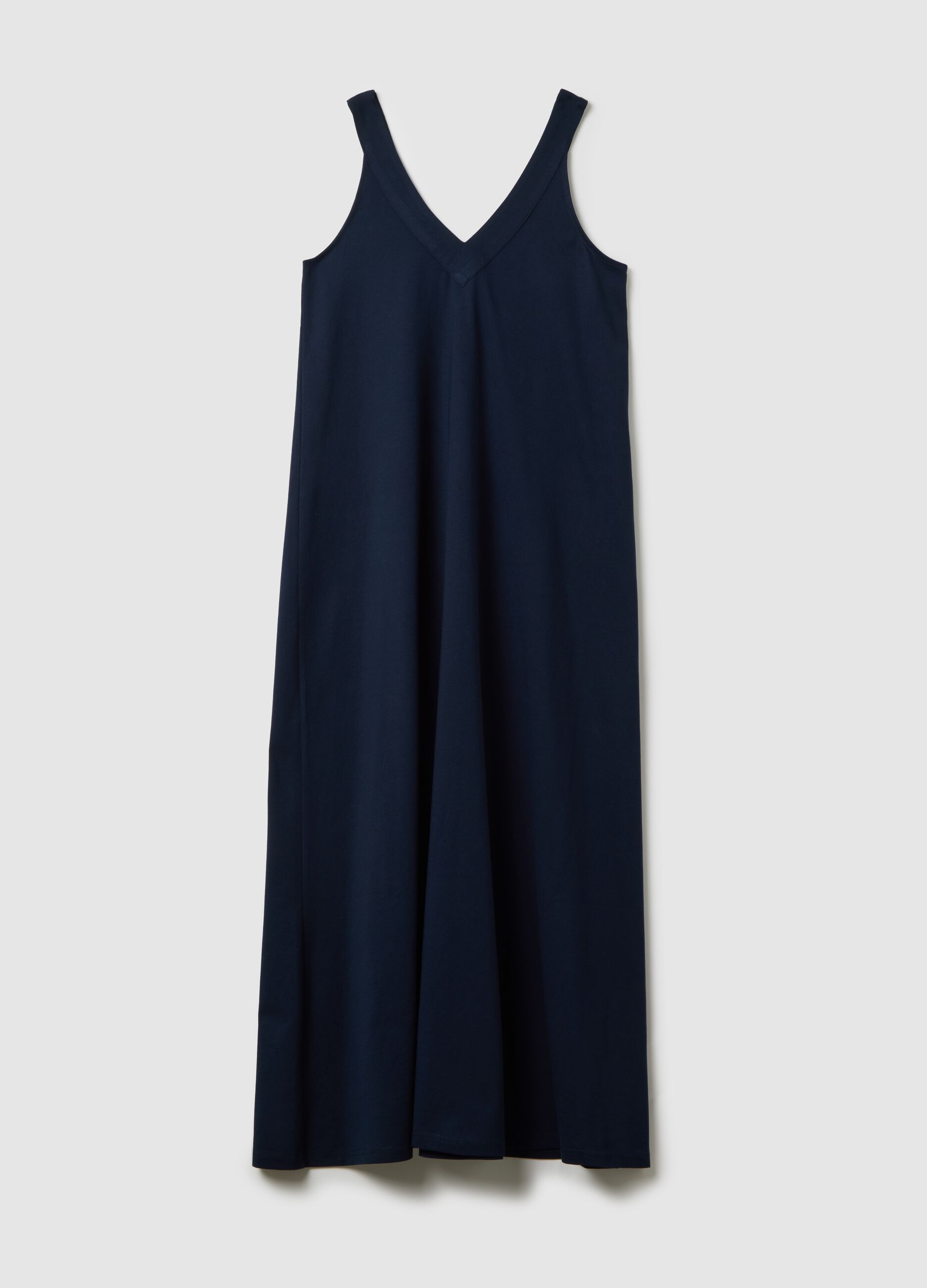 Sleeveless Long Cotton Dress in Blue