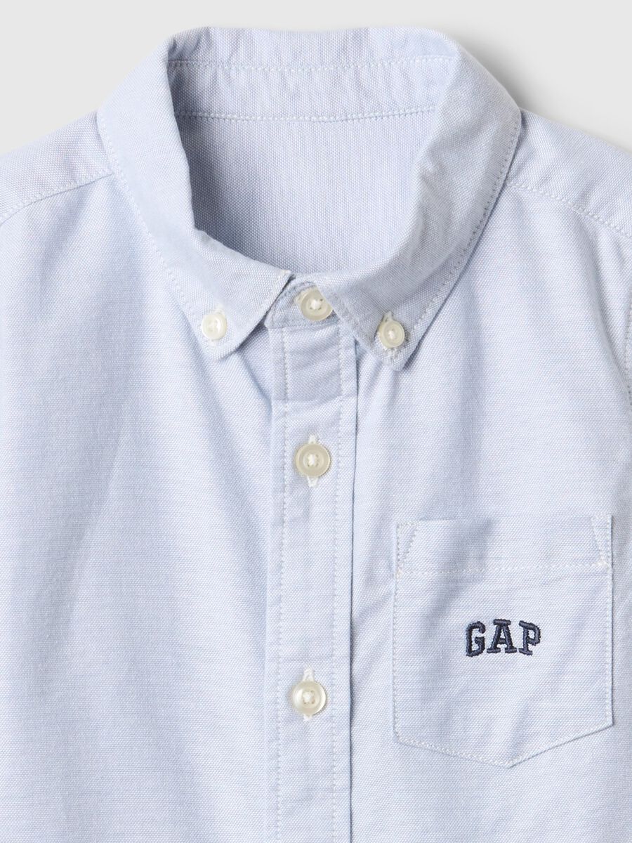 Camicia azzurra elasticizzata a maniche lunghe_2