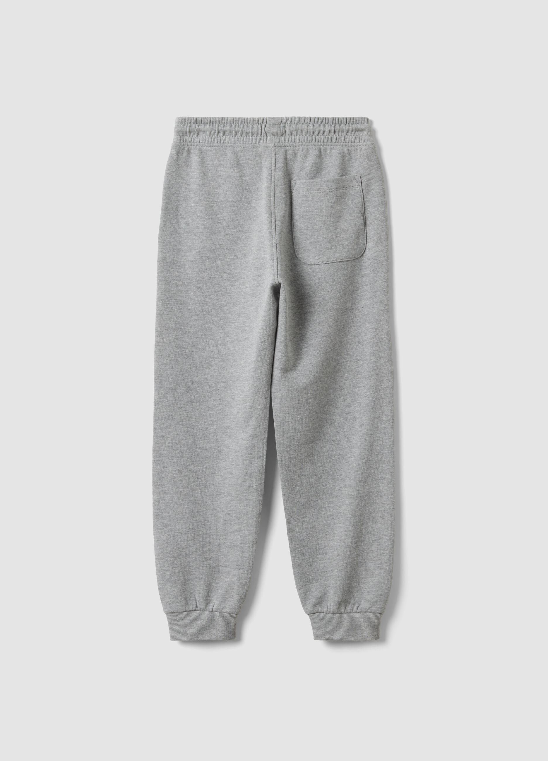 Grey cotton and viscose blend joggers with contrast print for boys