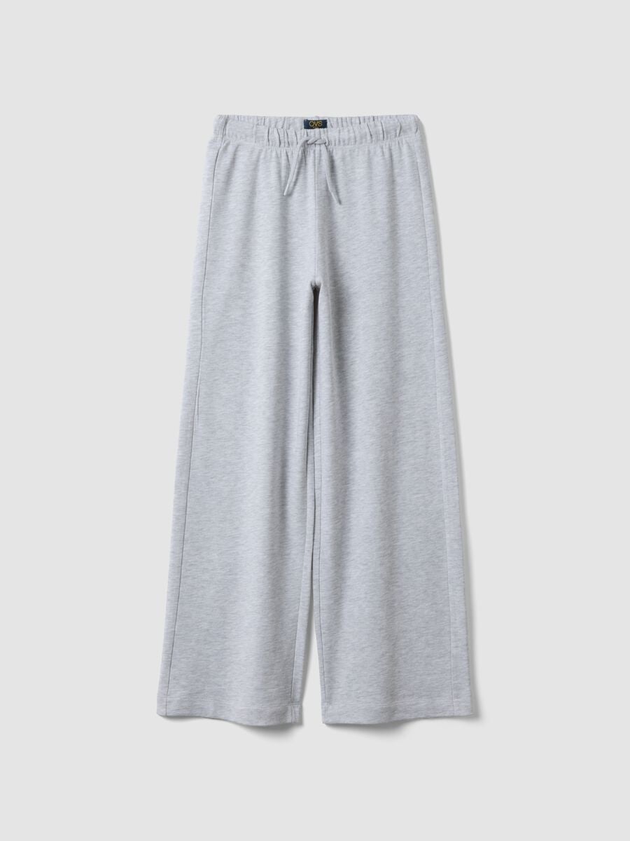 Grey marl culotte trousers in a cotton and viscose blend_0