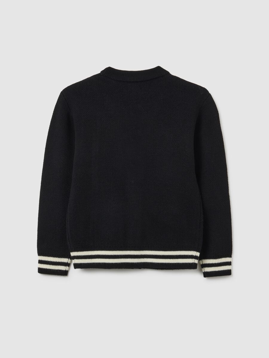 Cardigan multicolor deep V da ragazzo over fit con ricamo_1