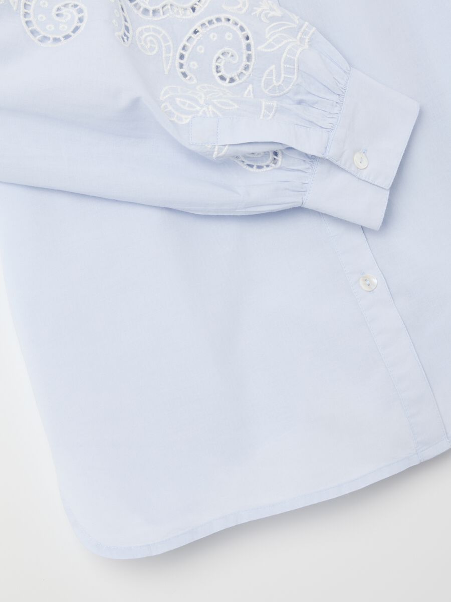 Women's regular fit light blue pure cotton shirt with embroidery_5