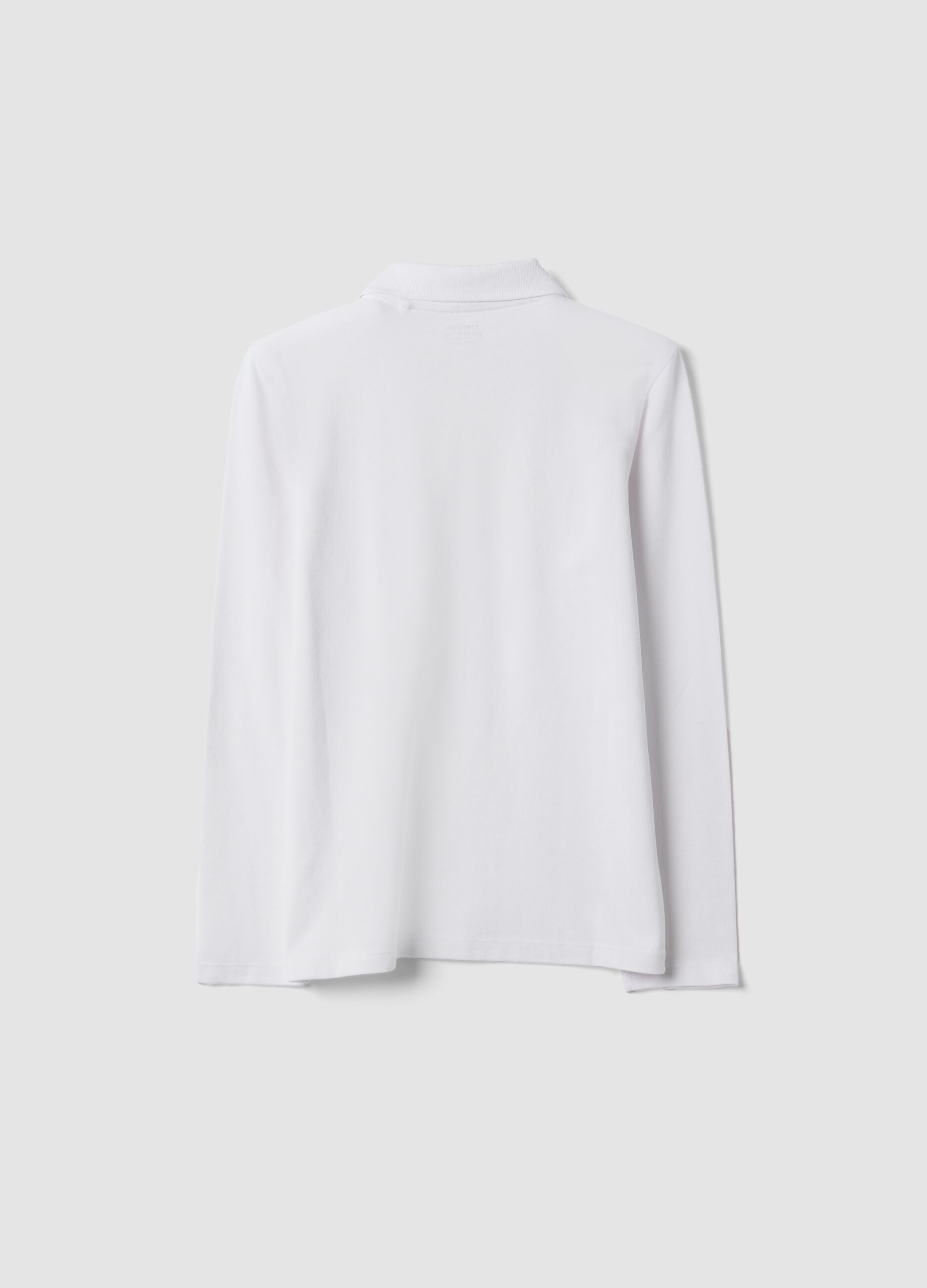Boys&rsquo; regular-fit organic cotton piqu&eacute; white polo shirt