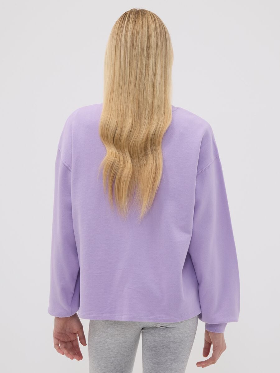 Felpa viola in puro cotone con stella per ragazza relaxed fit_1