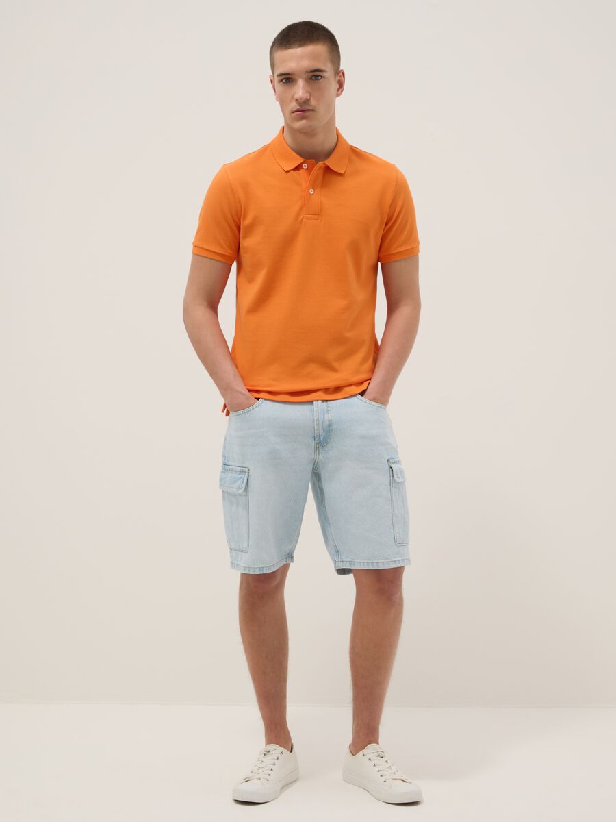 Orange short sleeve pure cotton polo shirt regular fit_1