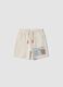 Beige pure cotton shorts with elasticated waist for boys, relaxed fit_0