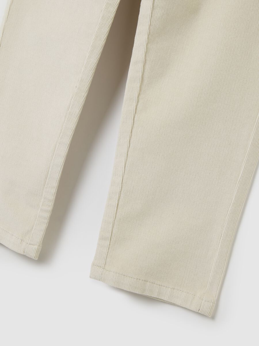 Children's beige cotton and corduroy trousers, regular fit_3