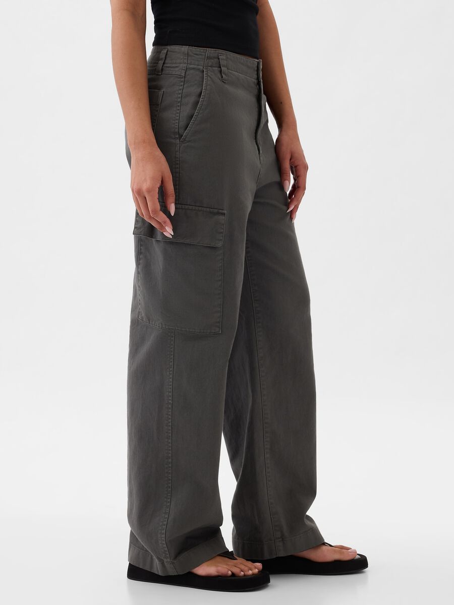 Pantaloni cargo loose fit in cotone_2