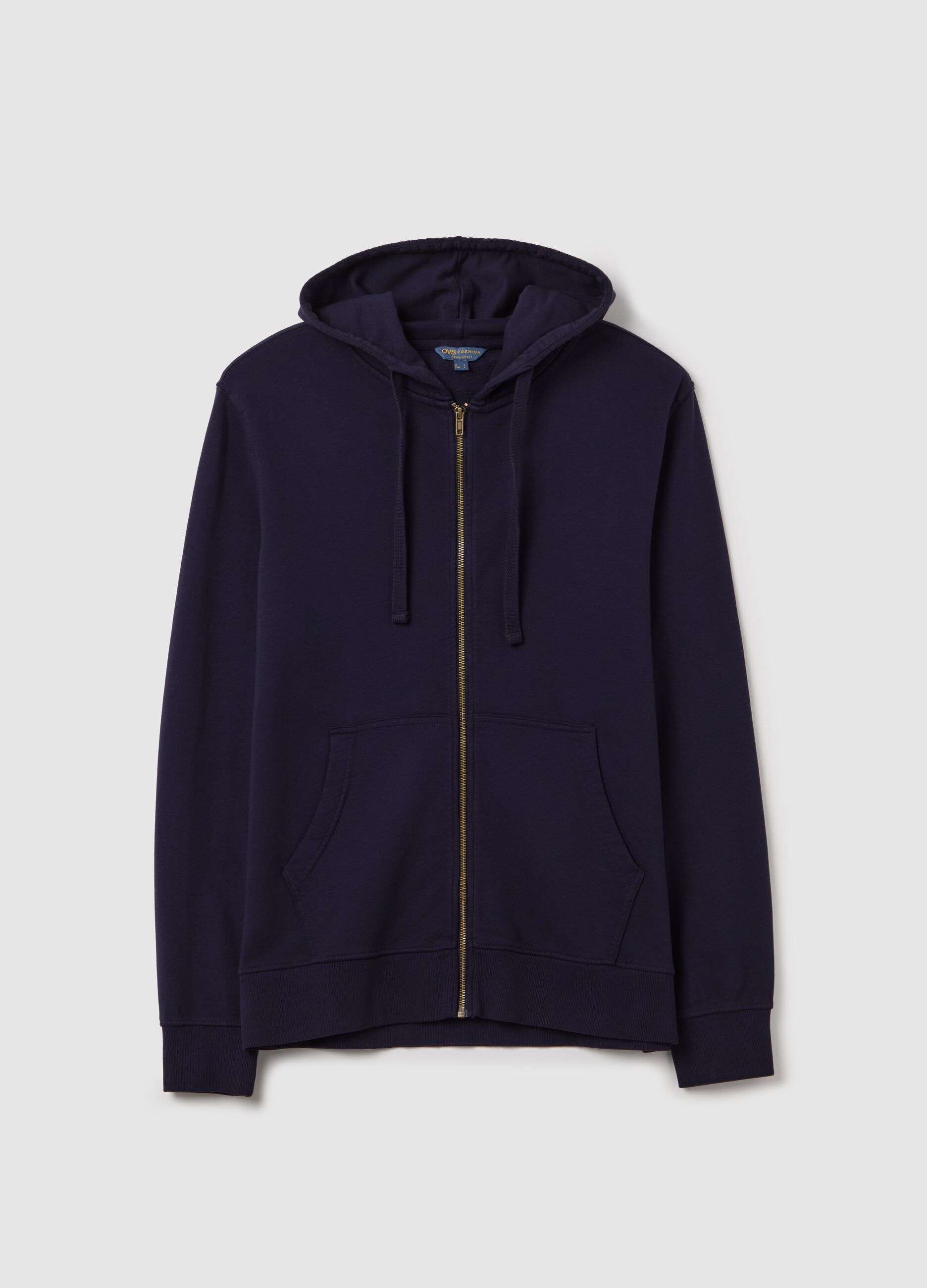 Full-zip sweatshirt in cotton with hood