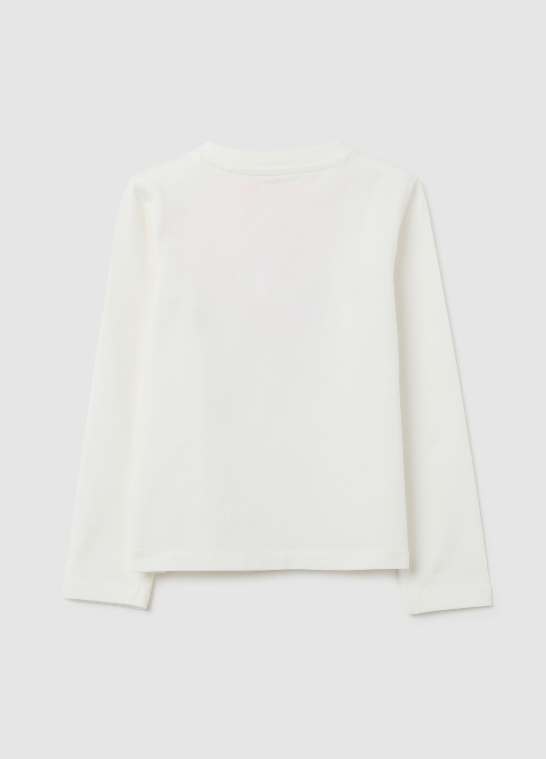 Girls' white stretch cotton T-shirt regular fit