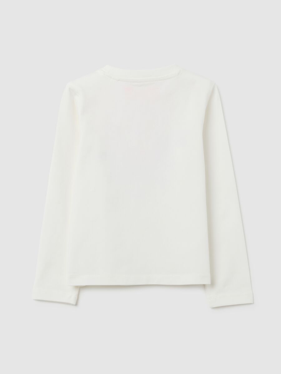 Girls' white stretch cotton T-shirt regular fit_1