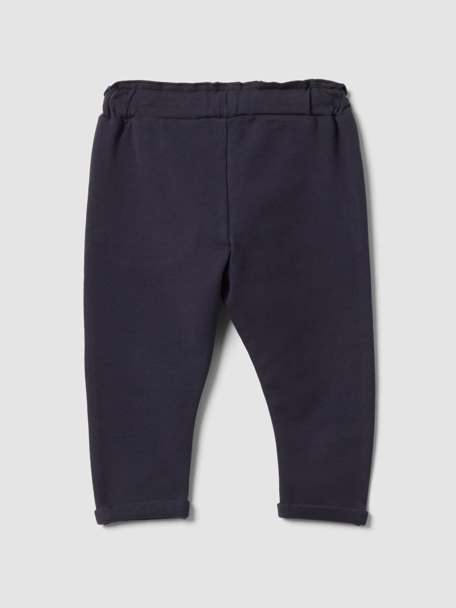 Jogger grigi in cotone elasticizzato con risvolto per bimba_1