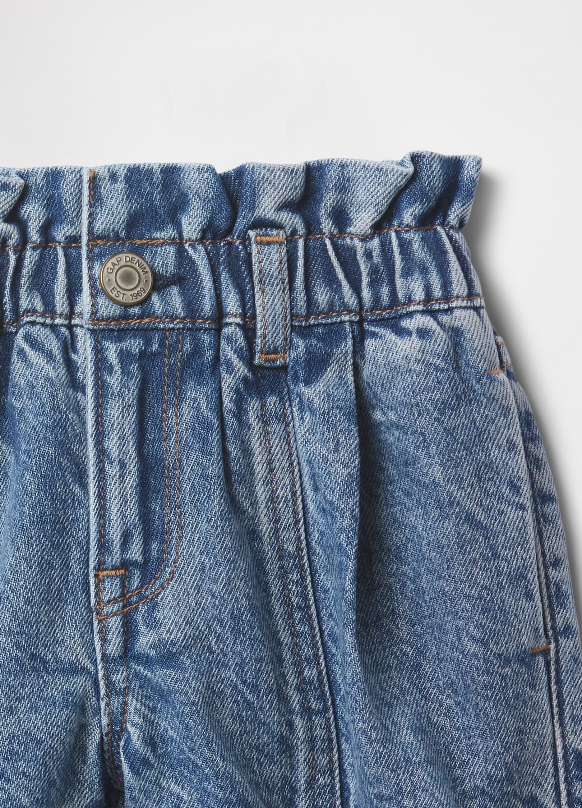 Denim shorts with pleated details for girls