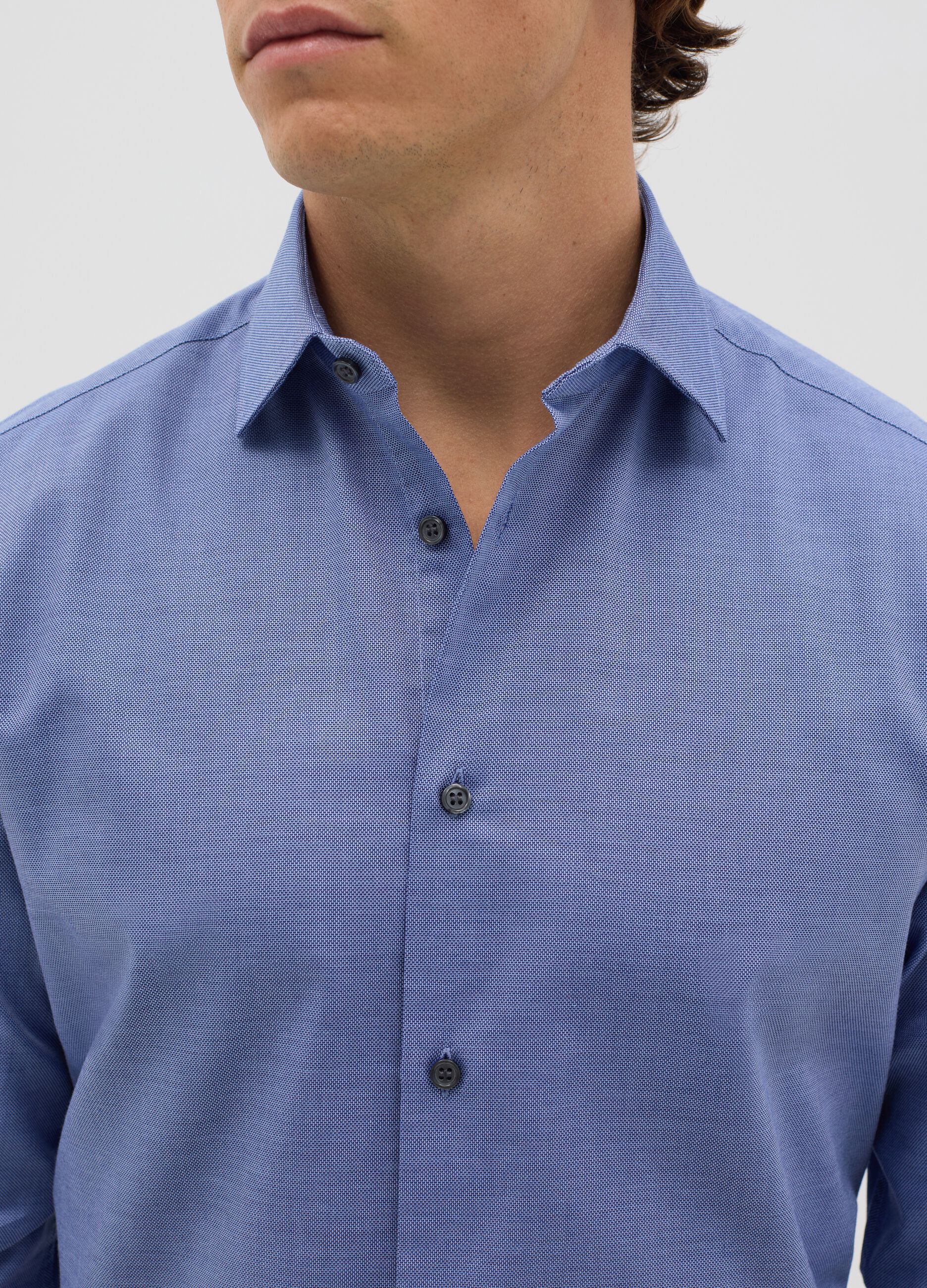Blue easy-iron regular-fit shirt
