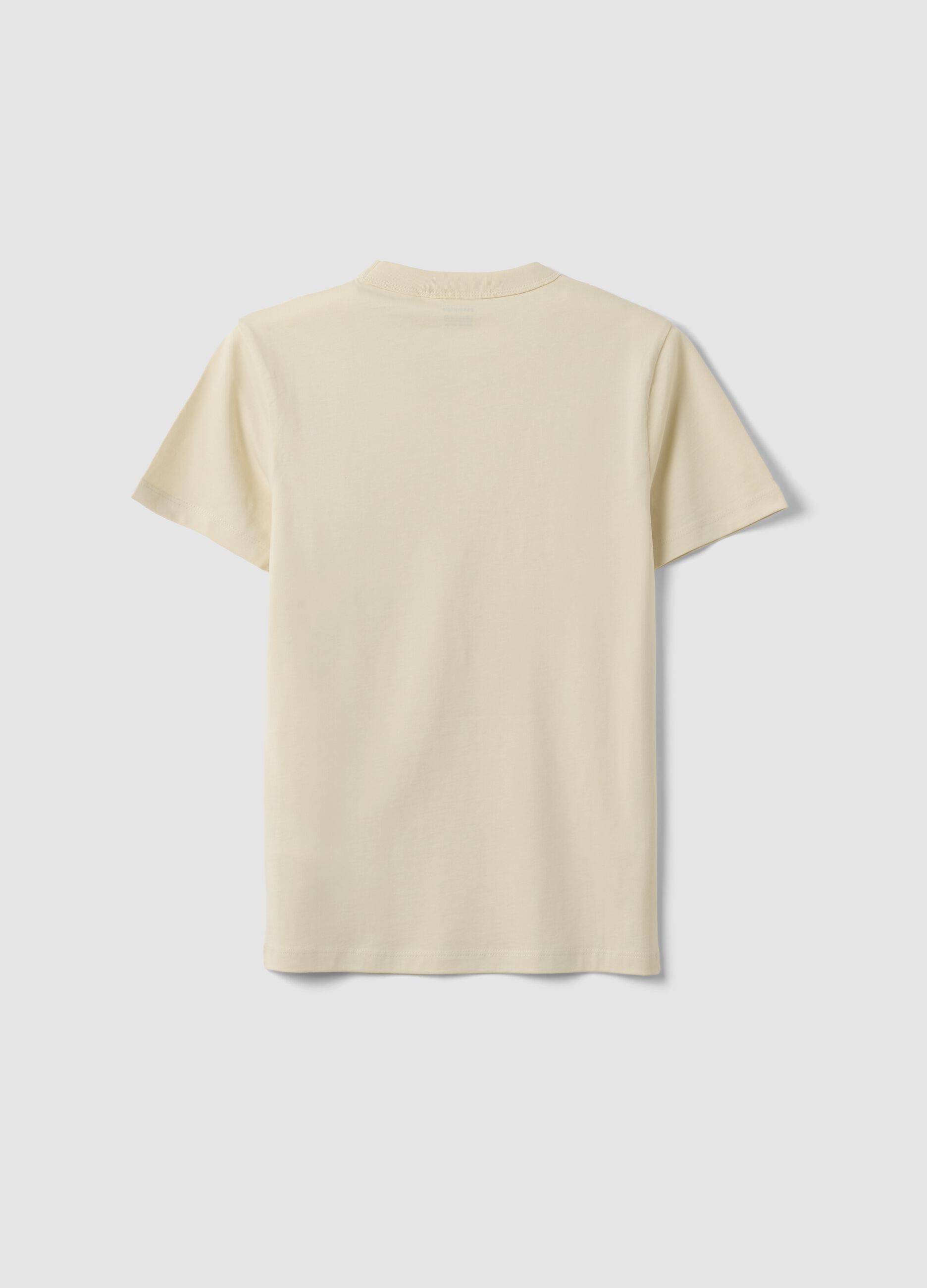 Beige pure cotton boys&rsquo; regular fit T-shirt