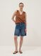 Brown pure cotton V-neck blouse_1