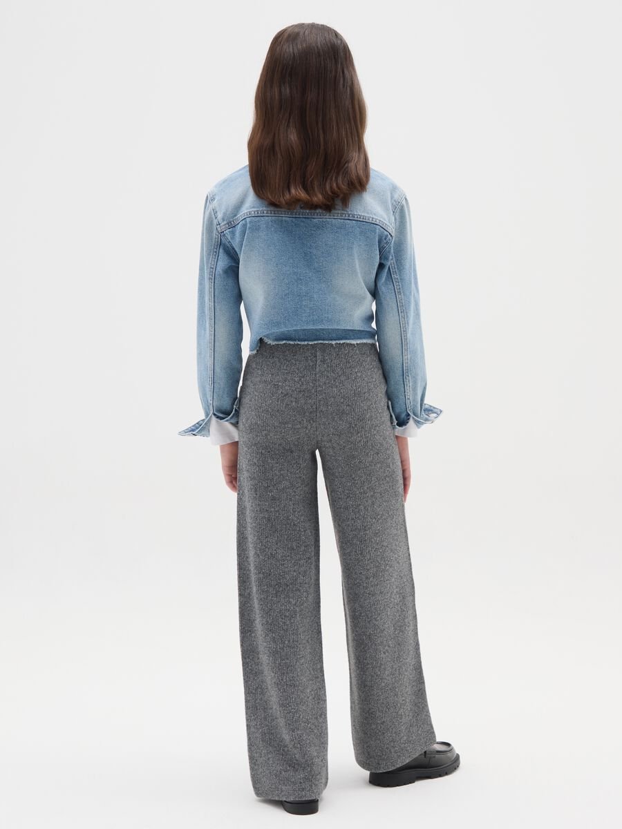 Girl's Grey Wide Leg Trousers in Stretch Fabric_1