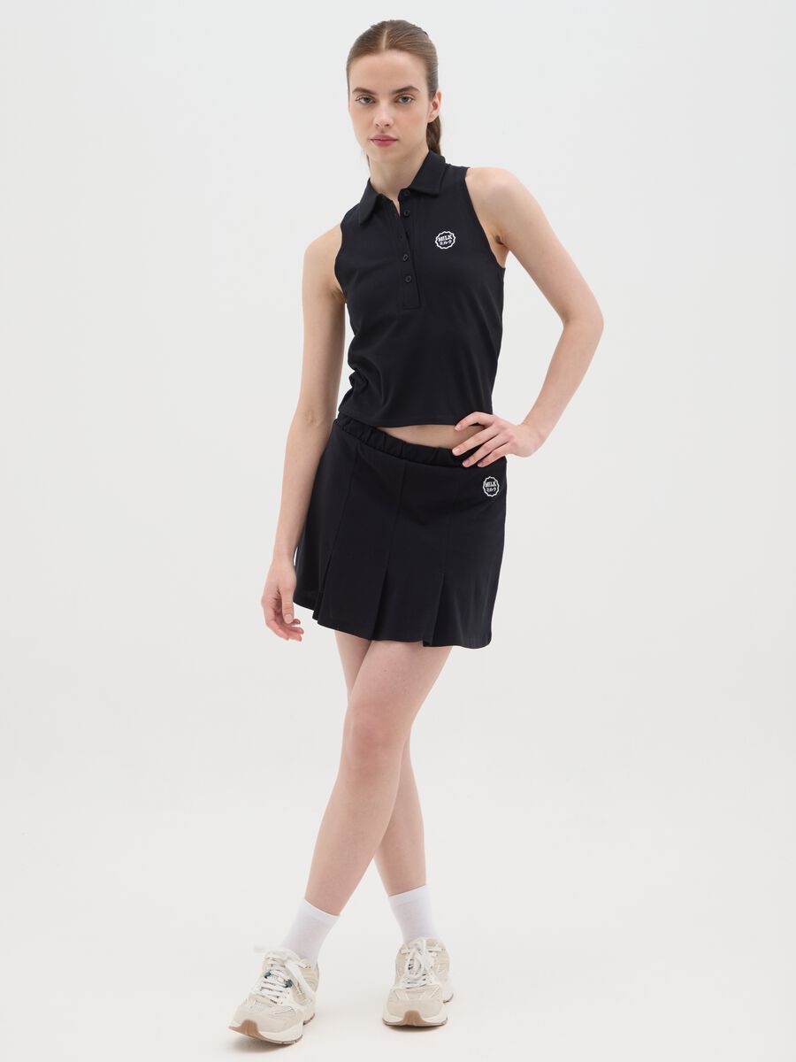 Women's black pure cotton skirt with regular fit_0