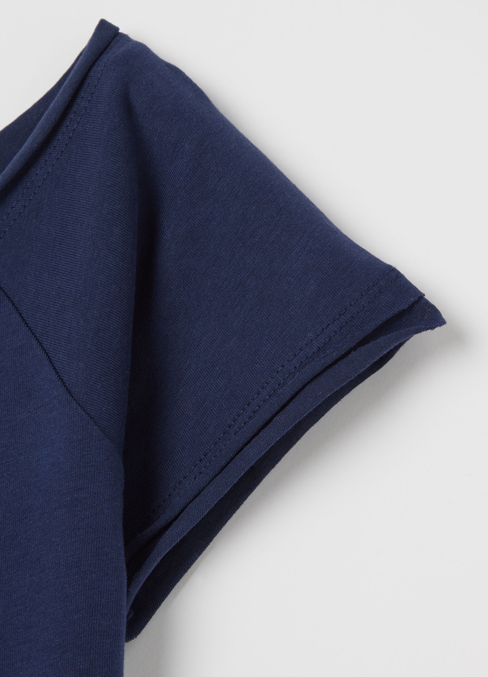Fitted blue short-sleeve cotton T-shirt