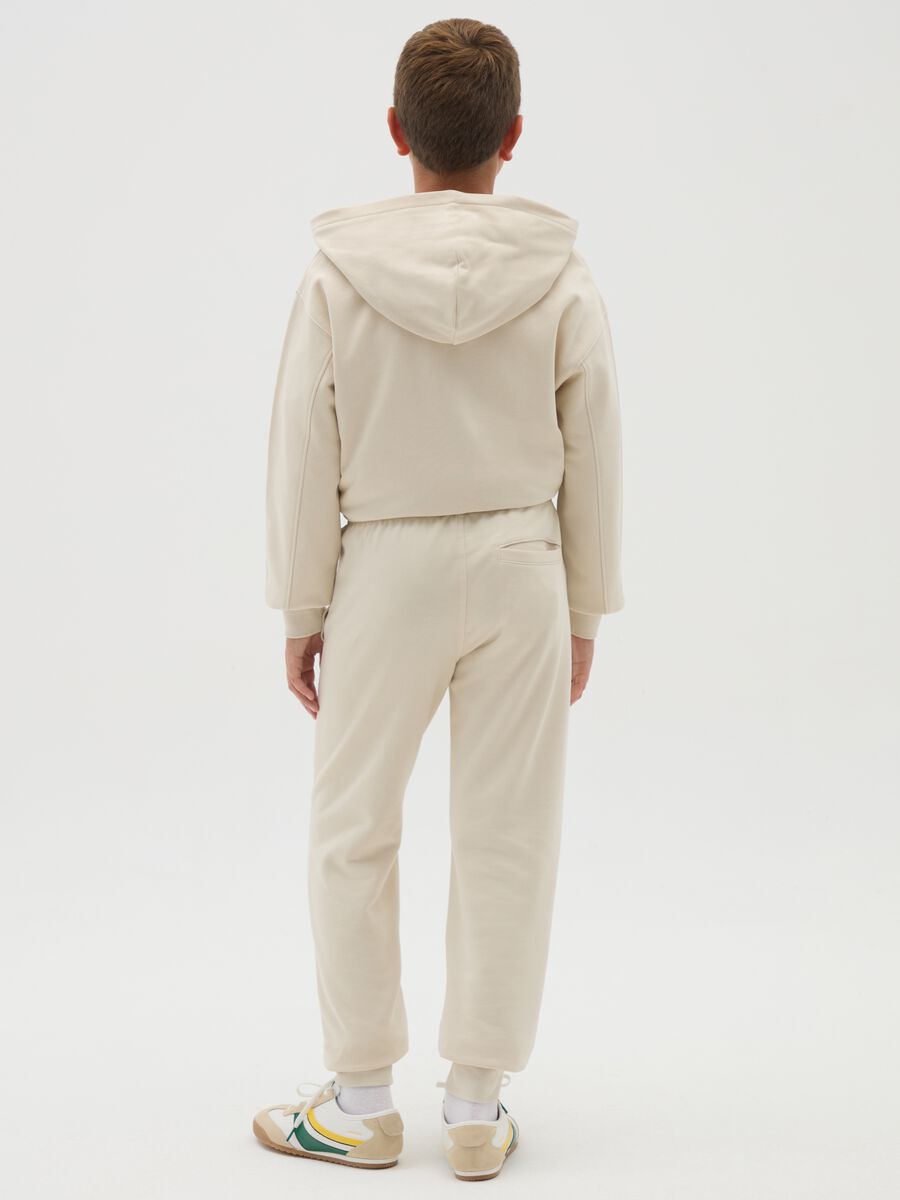 Boys' beige pure cotton regular fit jogger trousers_2