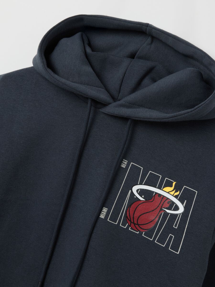 Blue Cotton Blend Hoodie with NBA Logo_5