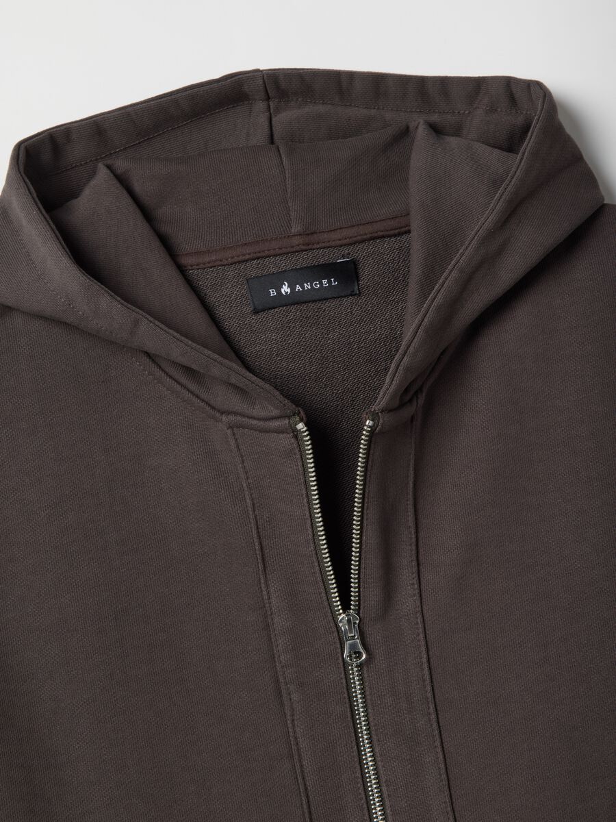 Brown cotton blend oversized fit hoodie_1