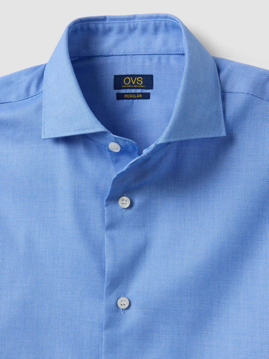 Camicia azzurra in puro cotone con collo francese easy iron regular fit_2