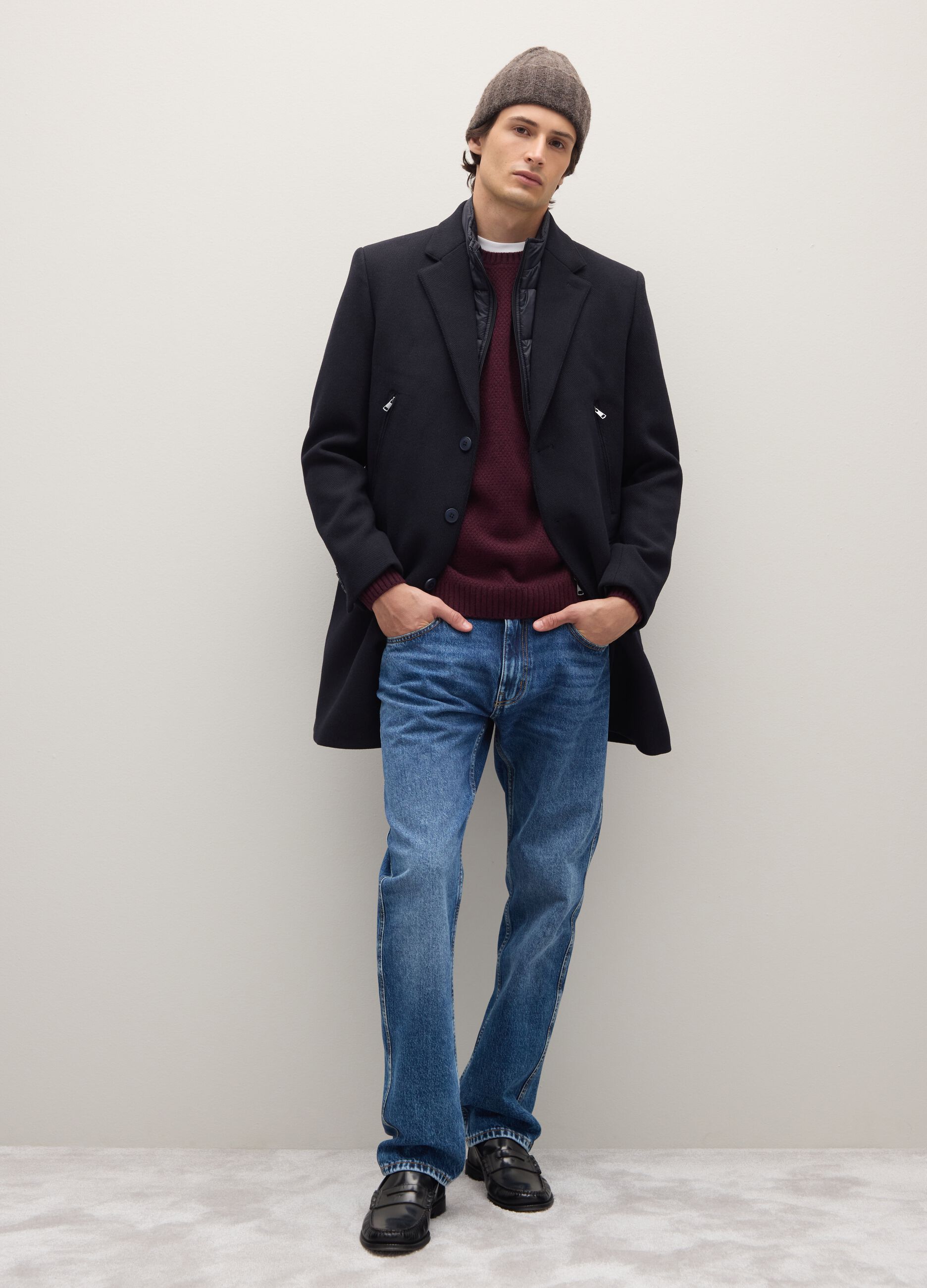 Black regular fit Chesterfield coat