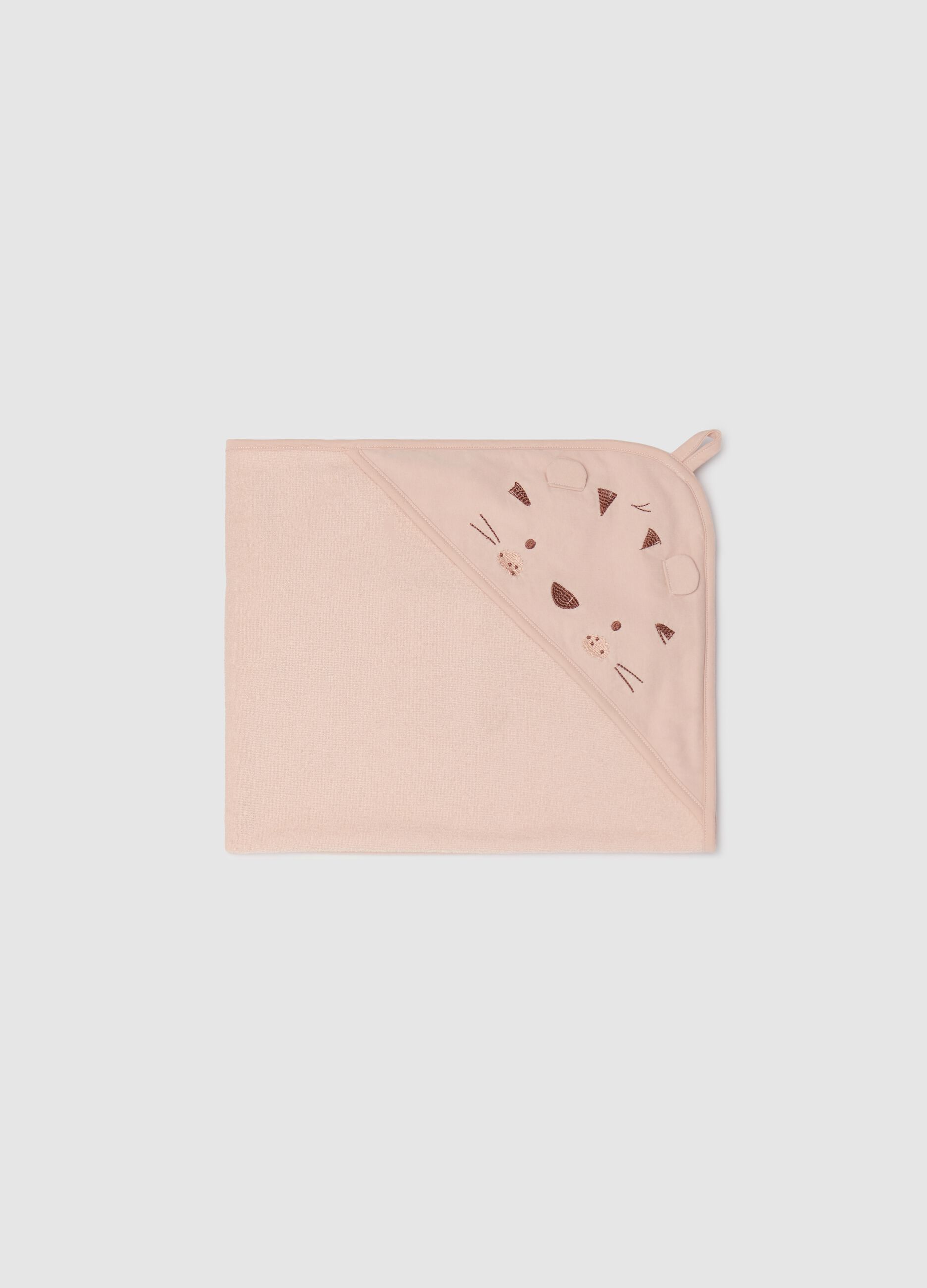 Accappatoio beige in cotone con ricamo tigrotto