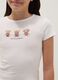T-shirt in puro cotone bianca da ragazza slim fit con orsetti_2