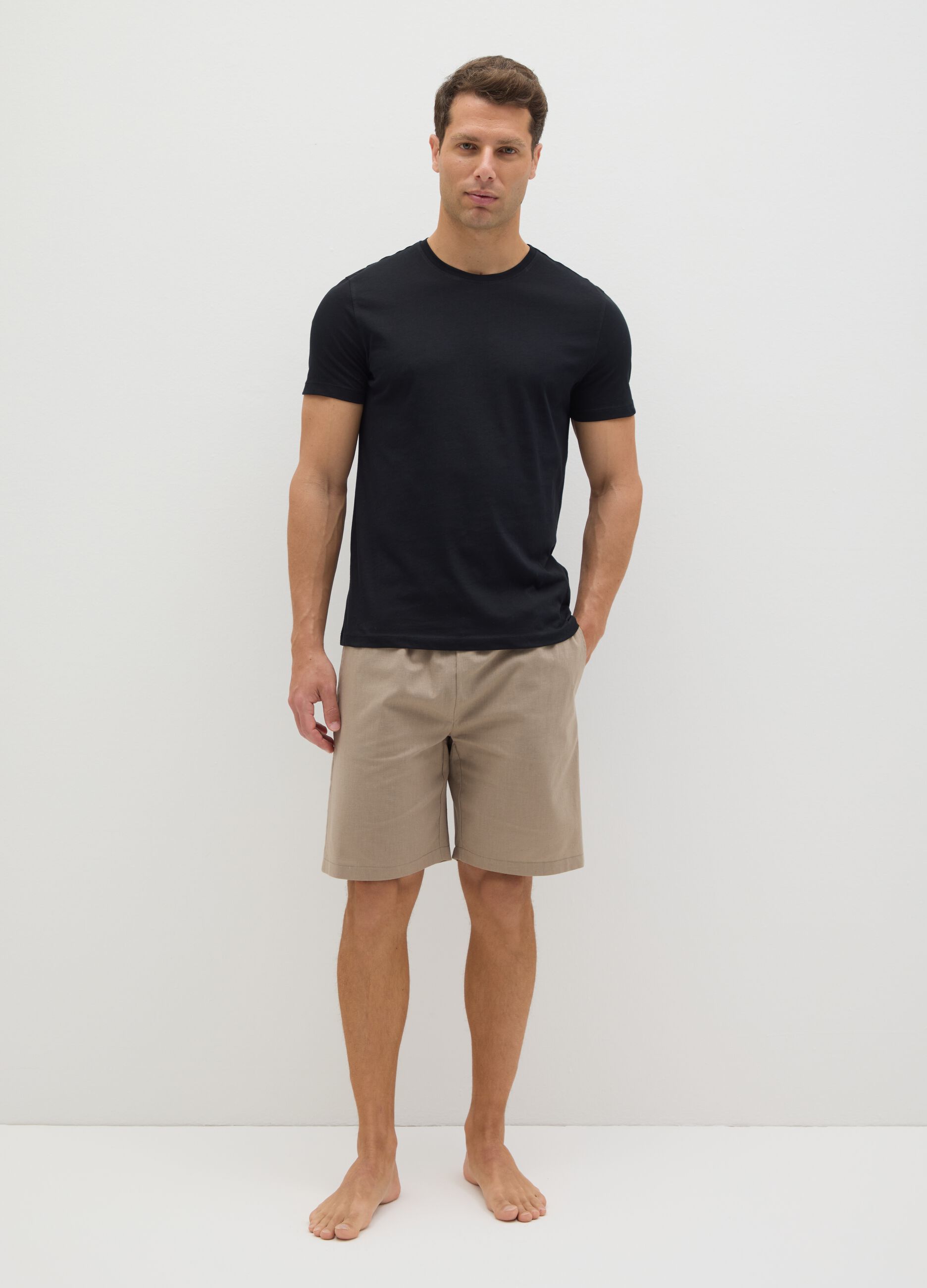 Men's T-shirt in pure black cotton regular fit