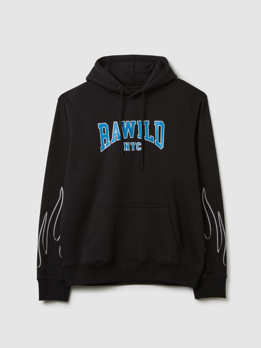 Regular fit black cotton blend hoodie_4