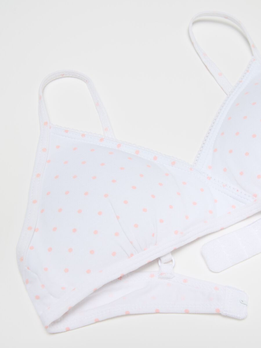 Semi-padded triangle bra with polka dots_2