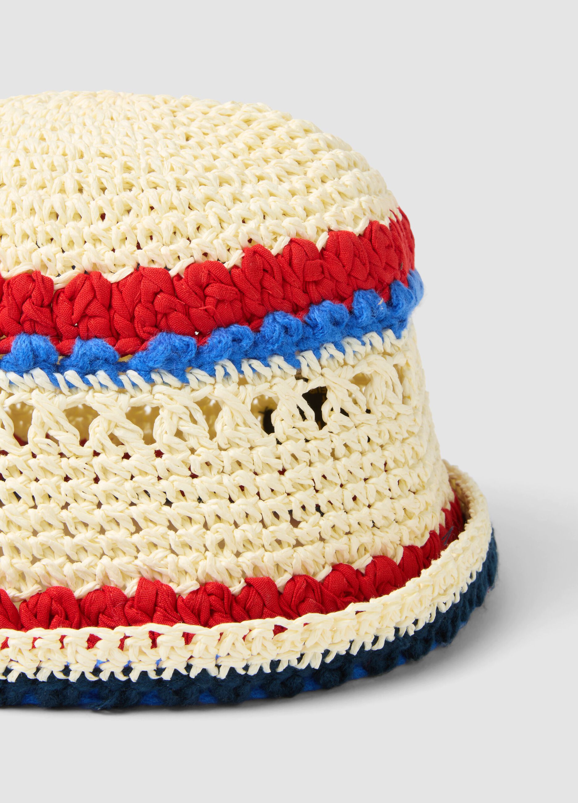 Multicoloured paper-and-cotton blend bucket hat