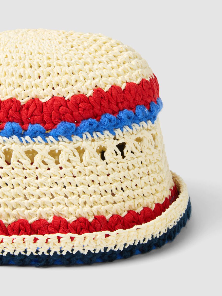 Cappello a secchiello in misto tessuto carta e cotone multicolor_2