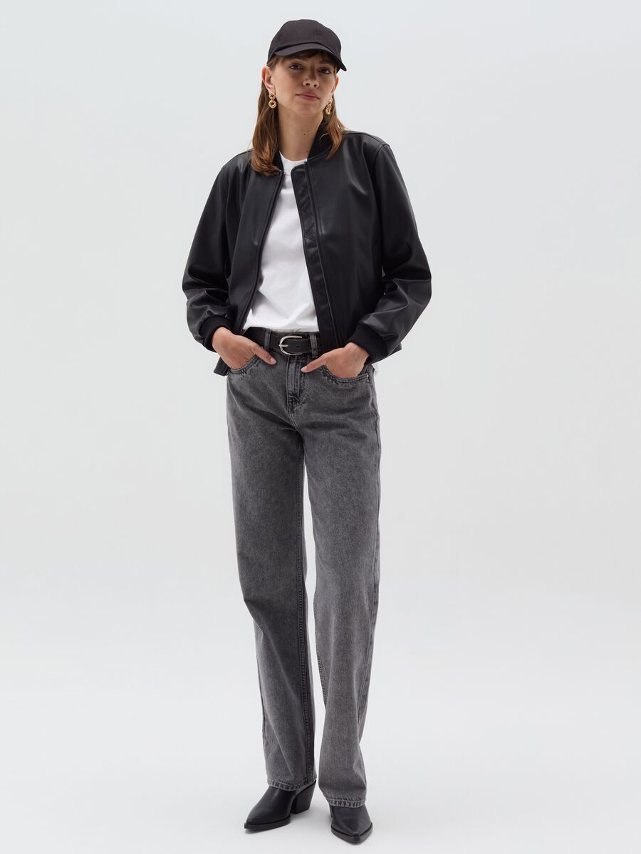 Glossy-effect bomber jacket with zip_1