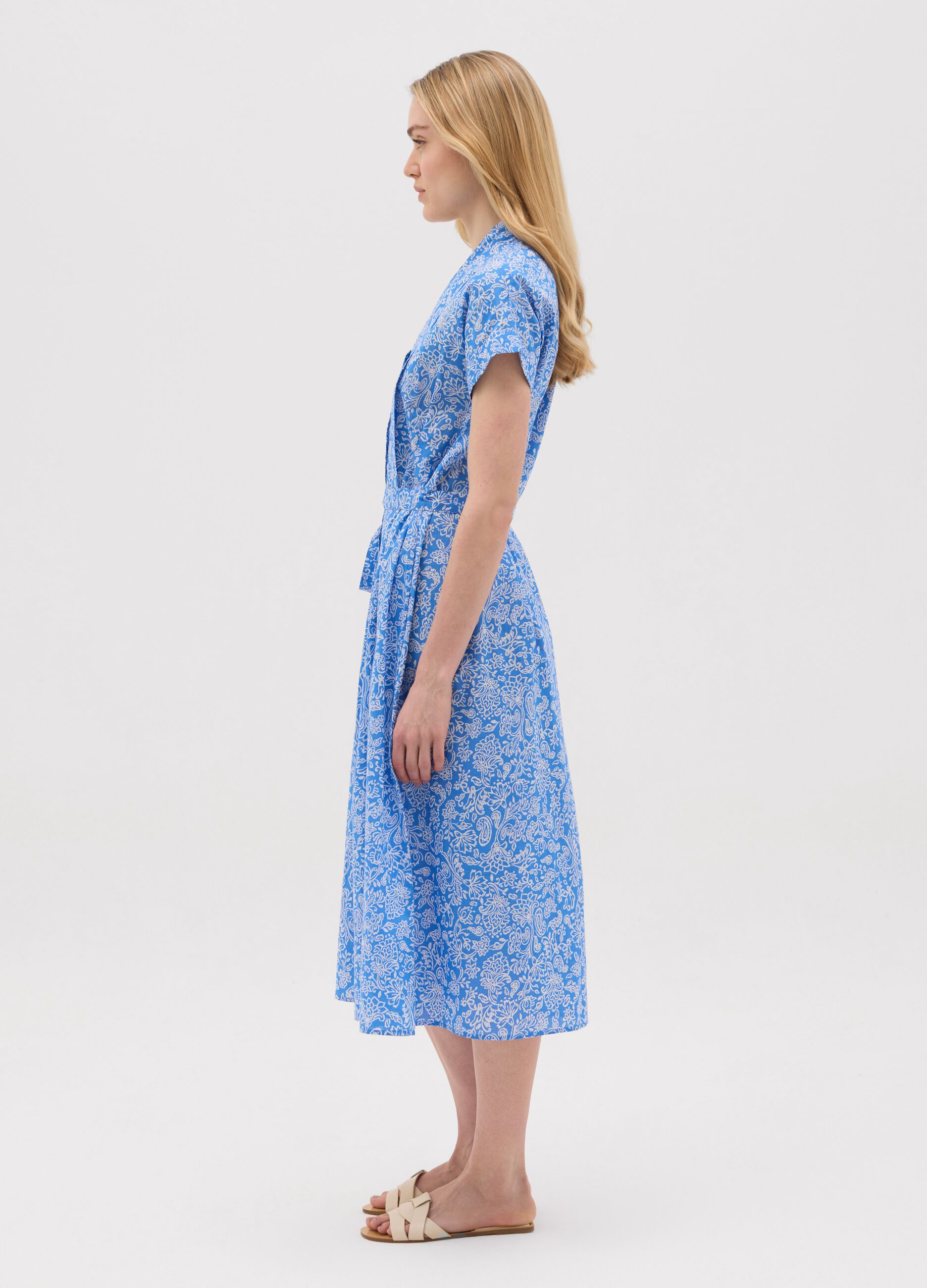 Abito da donna in puro cotone multicolor con stampa floreale