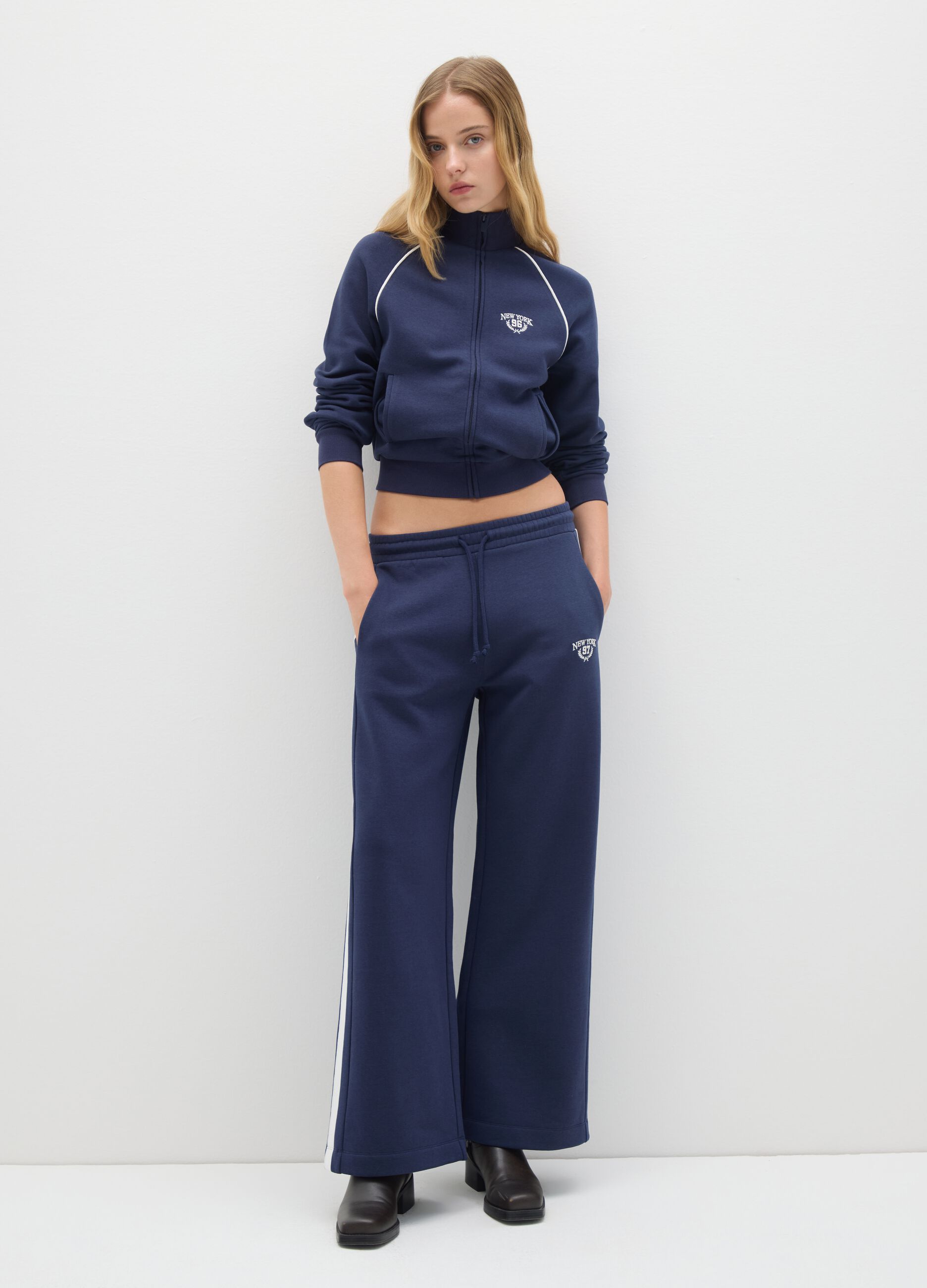 Multicolour Cotton Blend Wide Leg Trousers